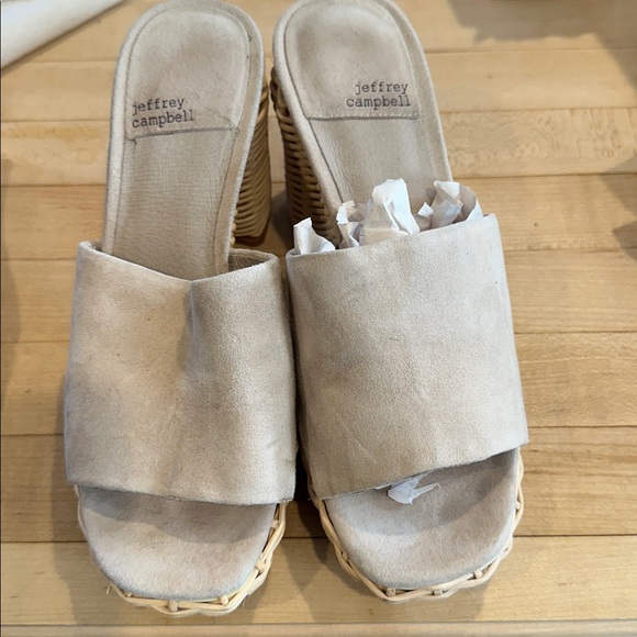 Jeffrey Campbell Shoes - Jeffrey Campbell Magda Wicker Wedge Heel Taupe Sz 8 New